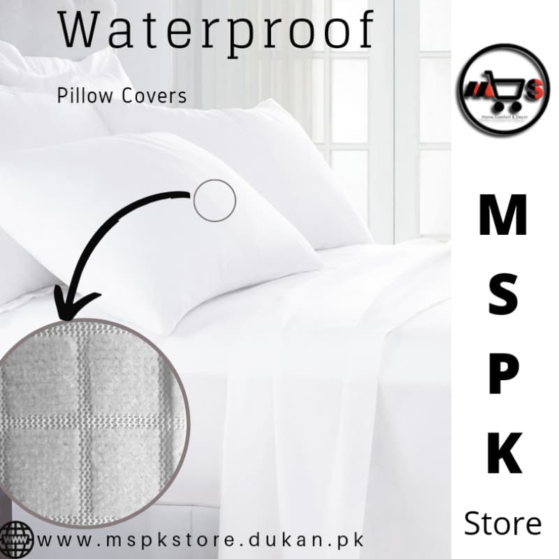 Waterproof mattress protector with waterproof pillow pair