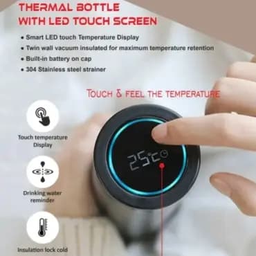 Temperature Display Indicator Insulated Stainless Steel Hot & Cold Flask Bottle, flask bottle,