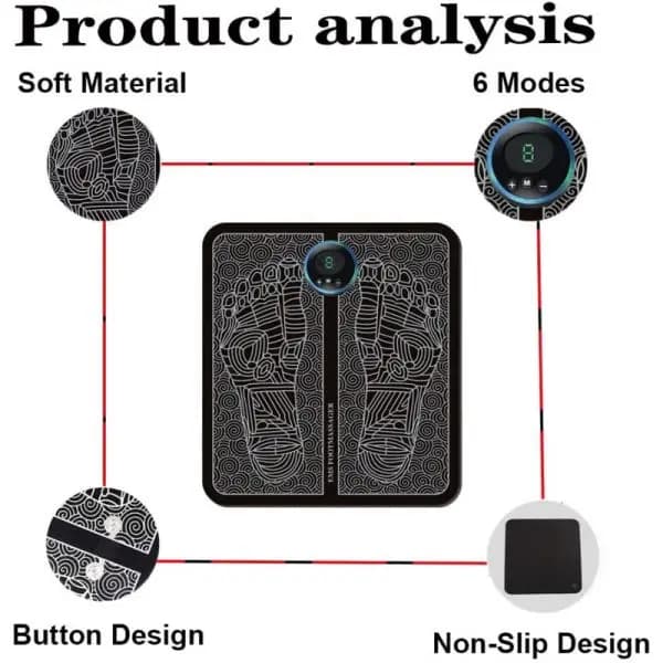 Ems Foot Massager, Mat Electric Usb Charging Smart Display Tens Acupuncture Feet Cushion Blood Circulation Pad Health Care Home
