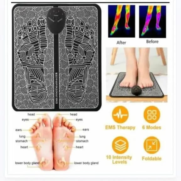 Ems Foot Massager, Mat Electric Usb Charging Smart Display Tens Acupuncture Feet Cushion Blood Circulation Pad Health Care Home